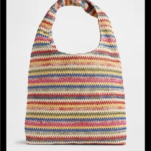 Gap Rainbow Striped Paper Straw Tote Bag 14" x 13" NEW NWT